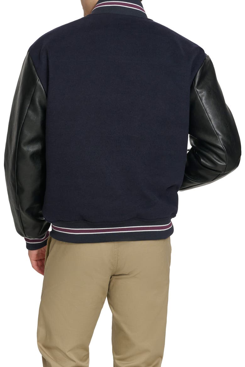 Faux Wool Mix Bomber Jacket, Alternate, color, NAVY