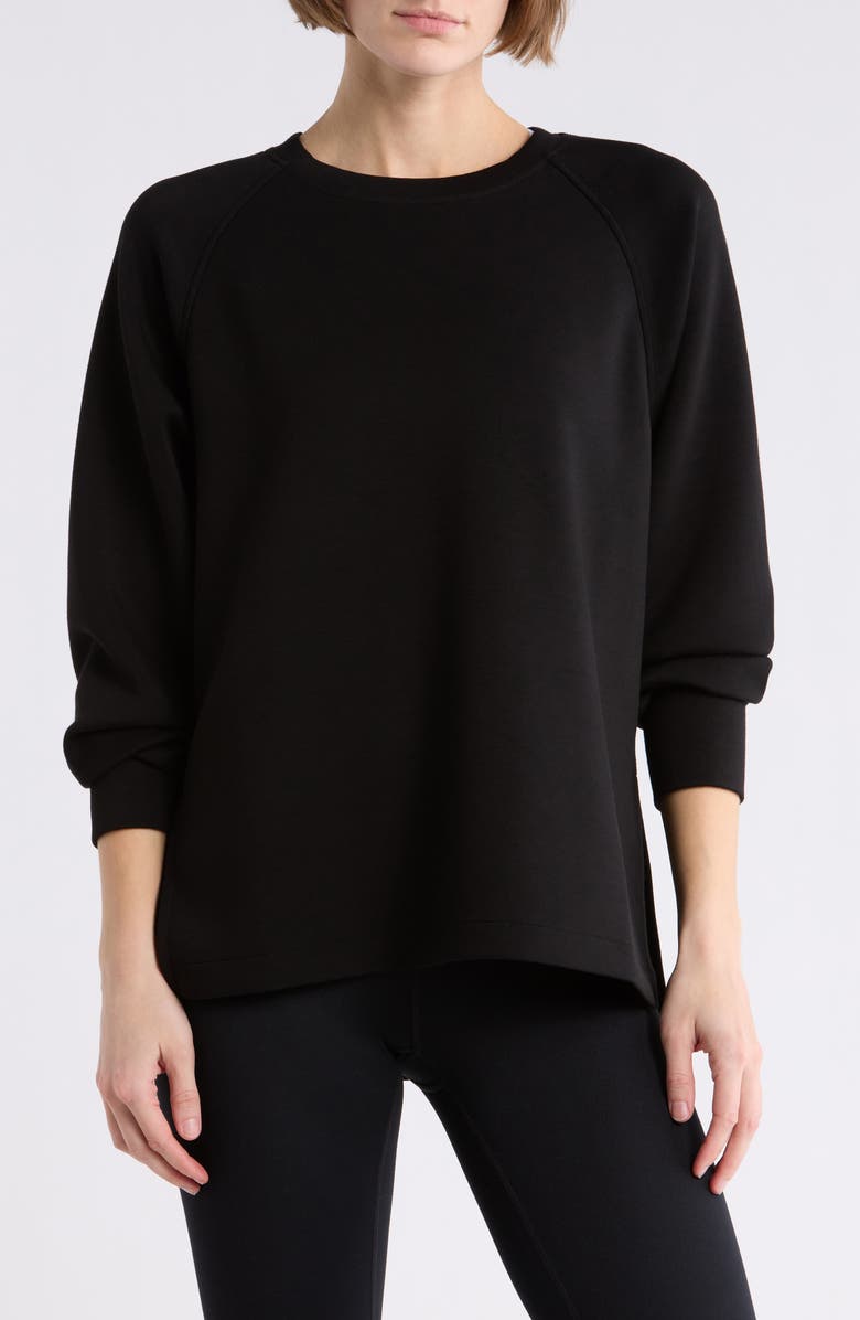 Z by Zella Whisper Knit Crewneck Tunic, Main, color, Black