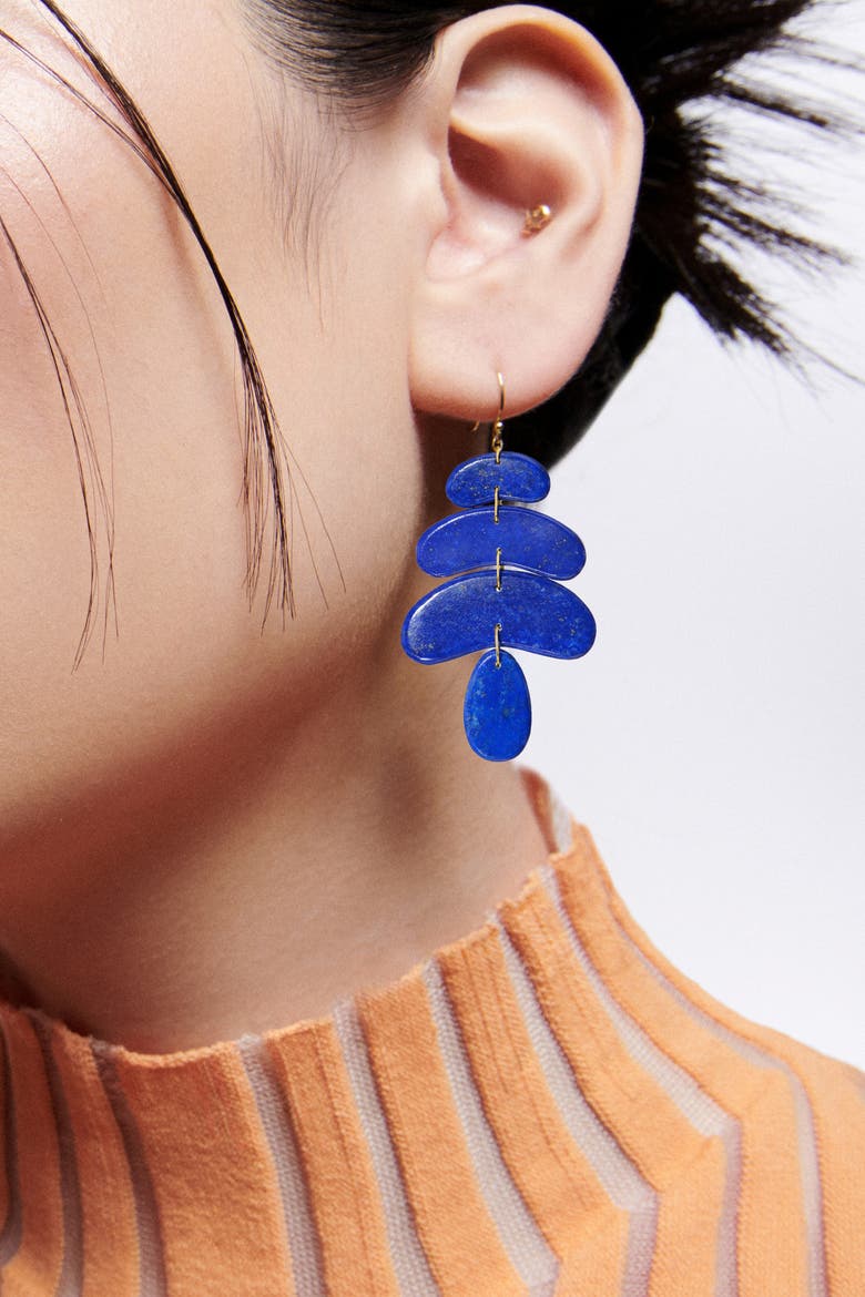 Small Lapis Dangle Earrings, Alternate, color, Lapis
