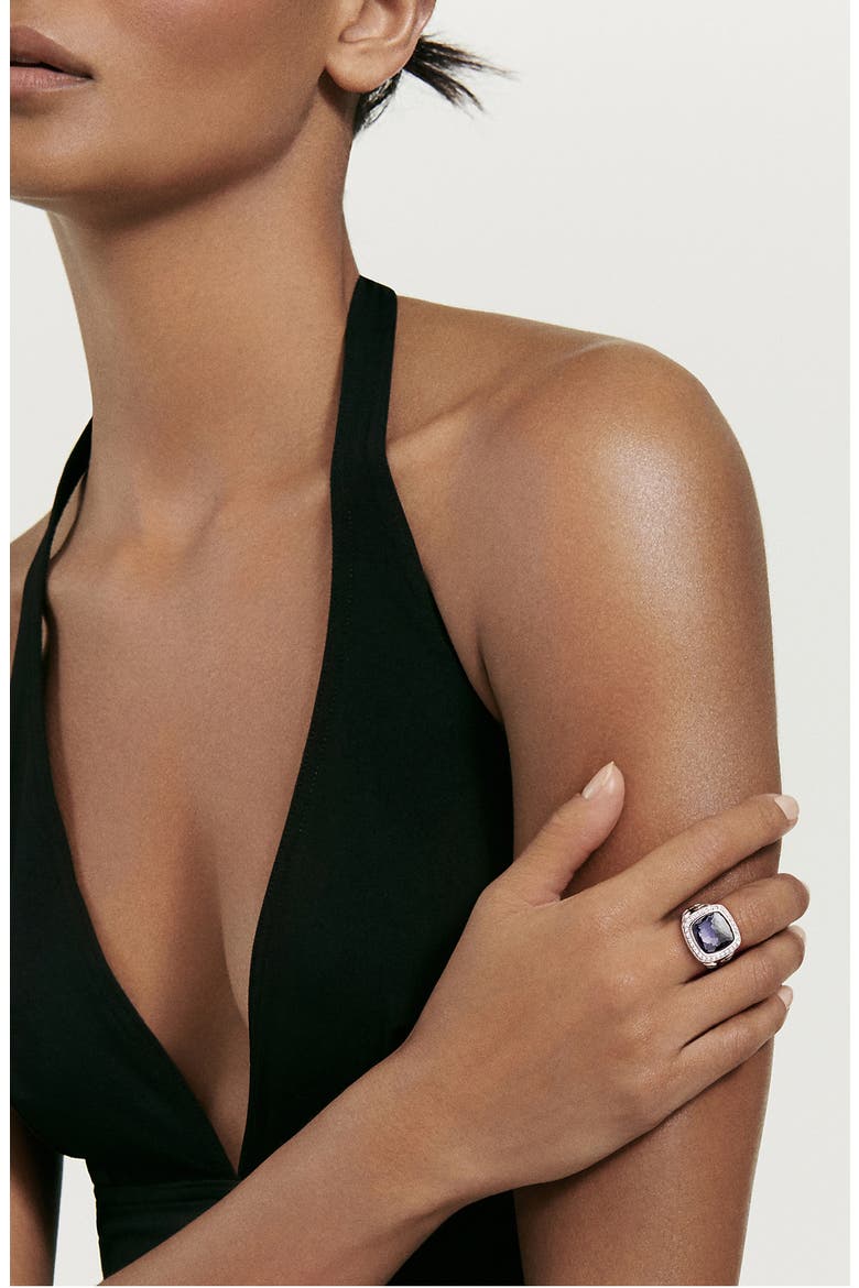 Albion® Diamond Halo Sterling Silver Ring, Alternate, color, BLACK ORCHID