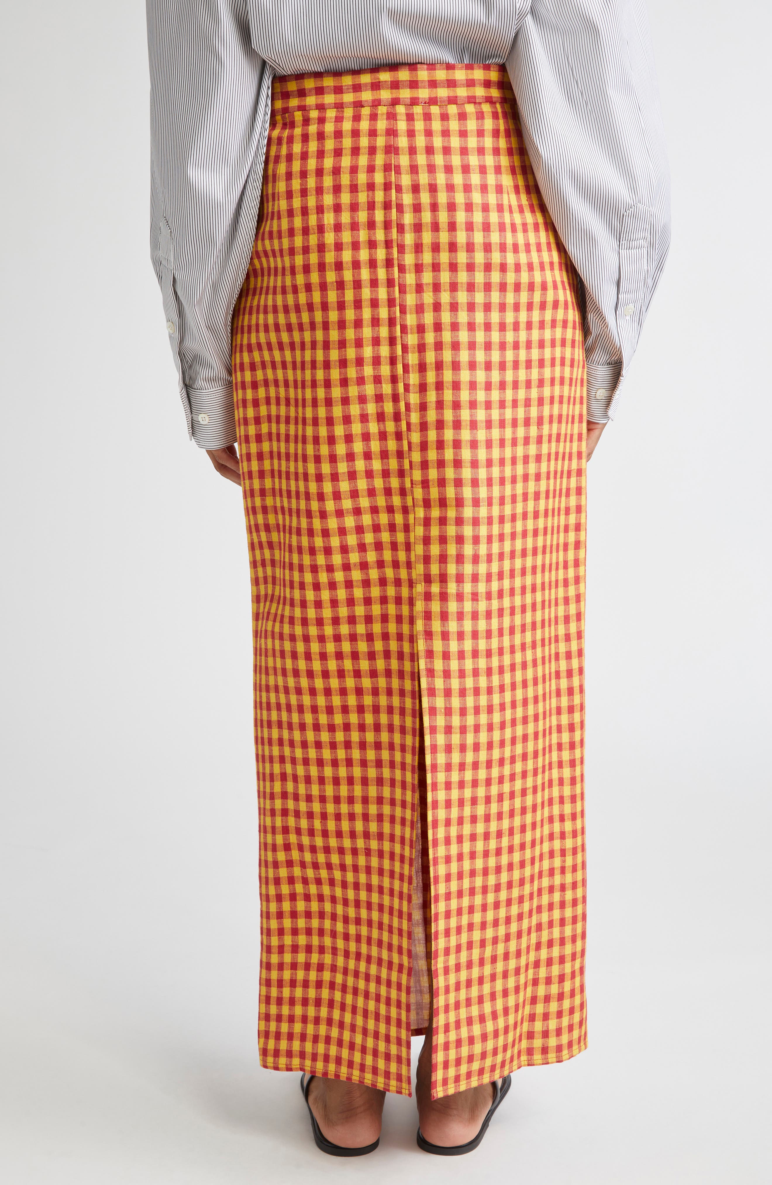 Luduvine Check Linen Maxi Skirt - image 2