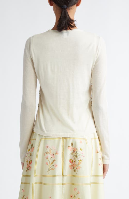 Giambattista Valli Floral Embroidered Cashmere & Silk Cardigan In Ivory