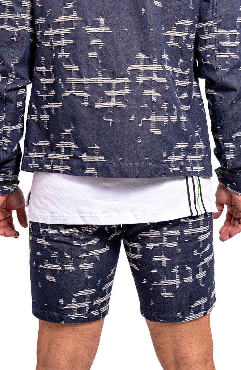 Maceoo Ascension0003 Blue Denim Jacquard Shorts, Alternate, color, Blue