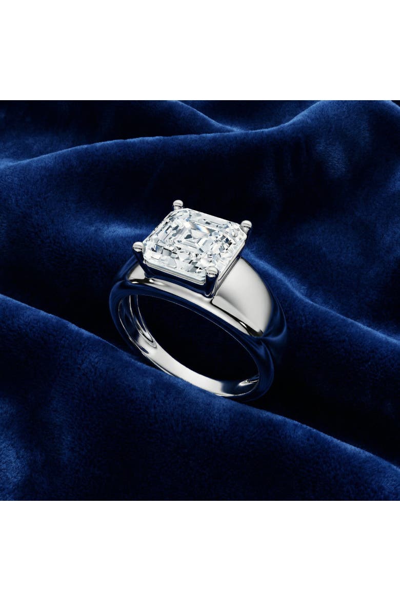 Certified 3Ct Asscher Cut Solitaire Cigar Band 14k Gold or Platinum Lab Grown, Alternate, color, 14k Yellow Gold