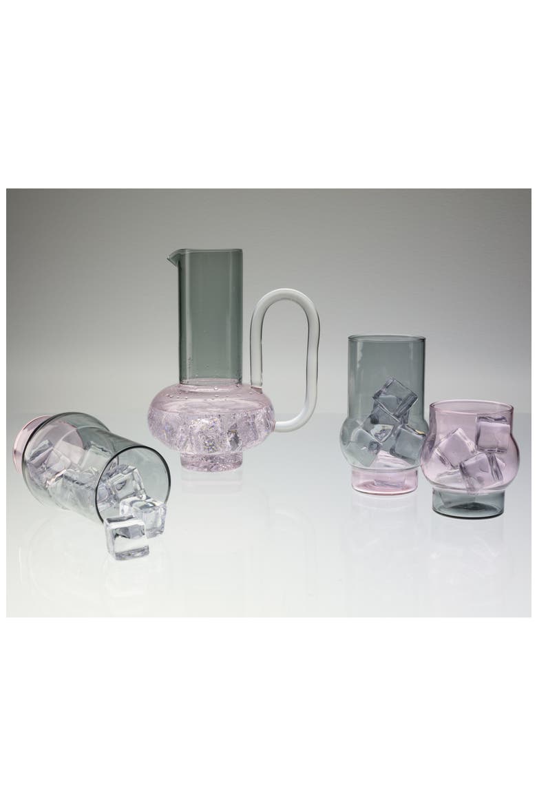 Bump Set of 2 Short Glasses, Alternate, color, GREY/ PINK