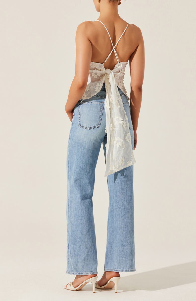 ASTR the Label Everli Floral Applique Tie Back Top, Alternate, color,