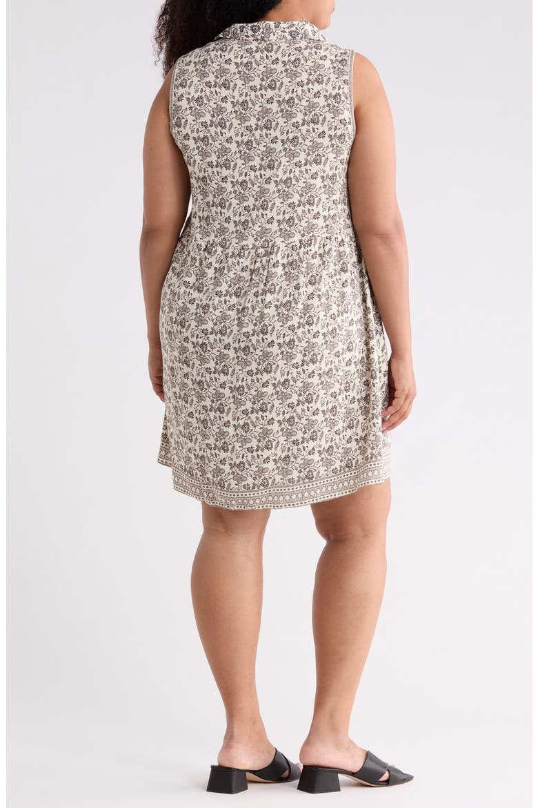 Floral Sleeveless Shirtdress, Alternate, color, IVORY/ BLACK VINTAGE STENCIL