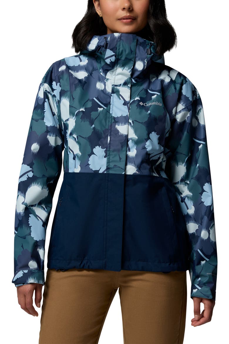 Hikebound Waterproof Hooded Rain Jacket, Main, color, COLLEGIATE NAVY IKAT