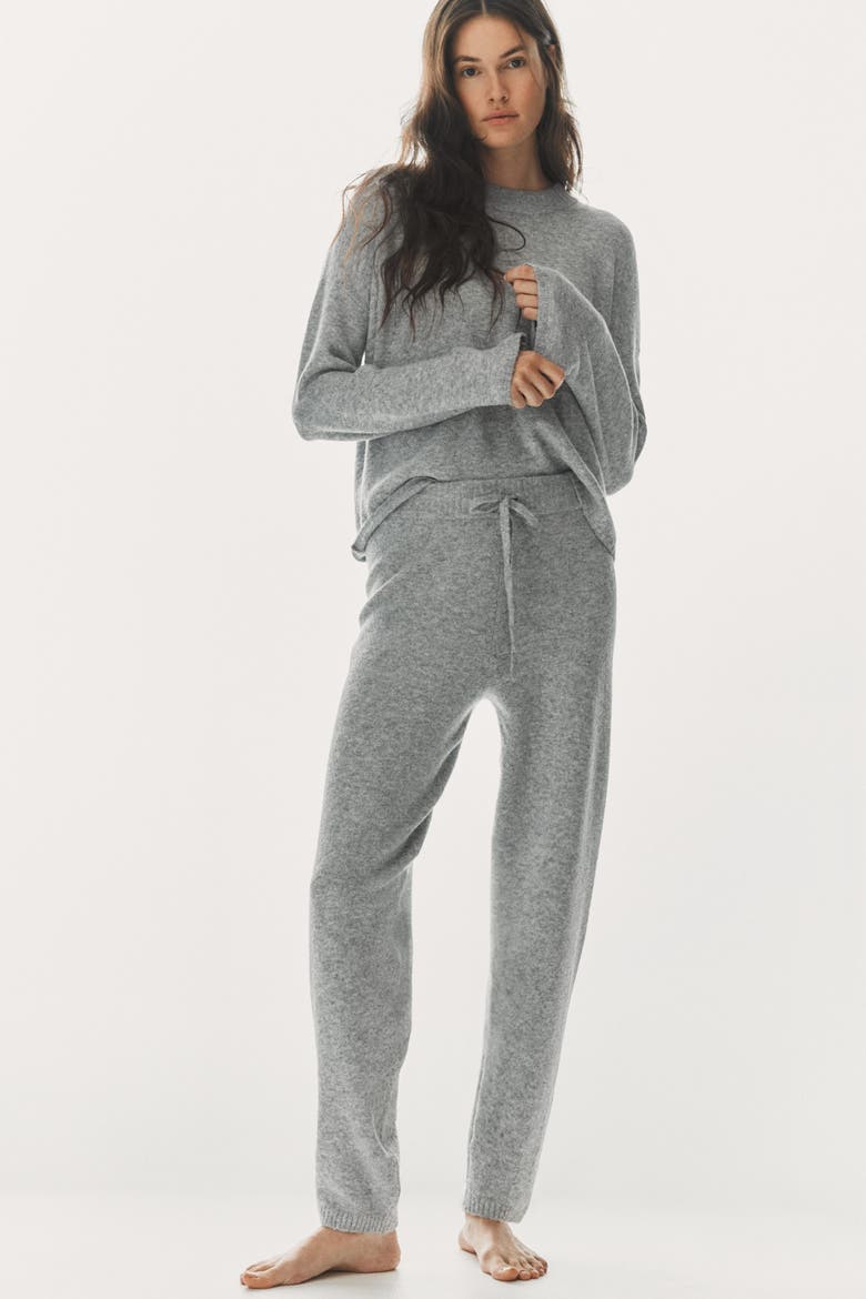 Fine-knit Joggers, Main, color, Gray melange