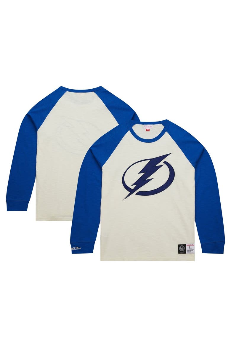 Men's Mitchell & Ness Cream Tampa Bay Lightning Legendary Slub Vintage Raglan Long Sleeve T-Shirt, Alternate, color, Cream