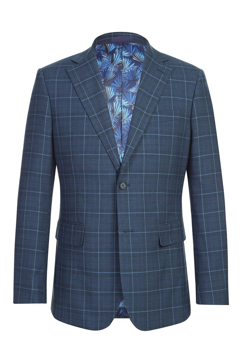 Windowpane Blue Mélange Suit, Alternate, color, NAVY