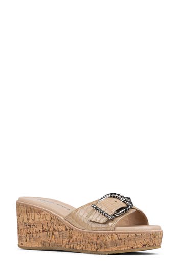 Donald Pliner Alfee Platform Wedge Slide Sandal In Brown