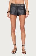 EDIKTED Kaylan Grommet Low Rise Faux Leather Shorts