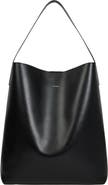 SANDRO Leather hobo bag with logo