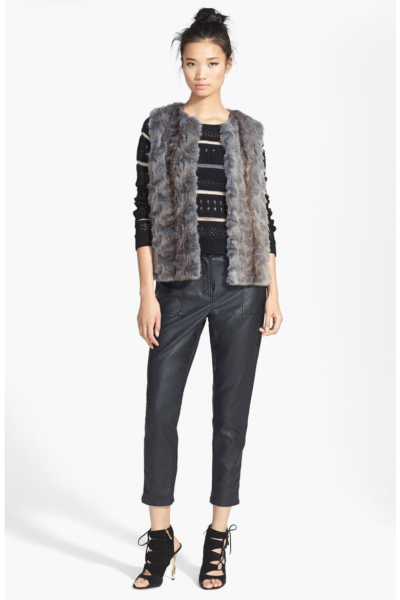 High Rise Tapered Faux Leather Trousers (Nordstrom Exclusive), Alternate, color, BLACK