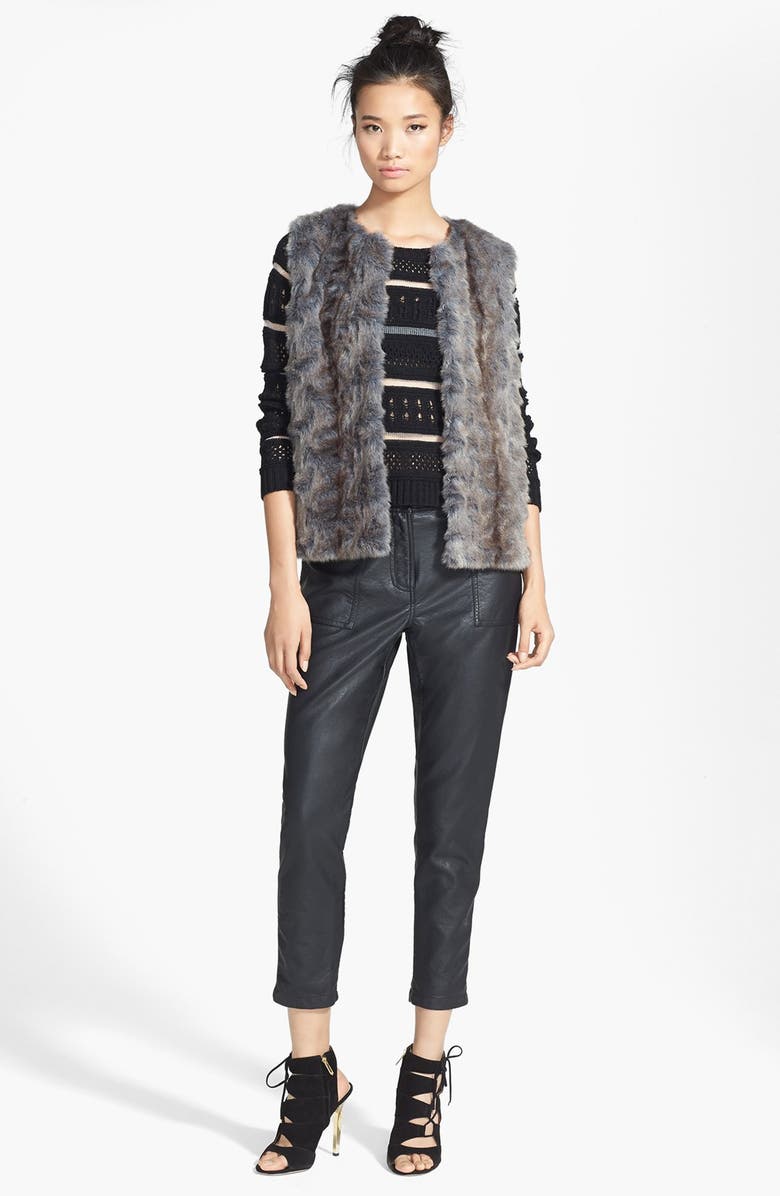 Topshop High Rise Tapered Faux Leather Trousers, Alternate, color, 