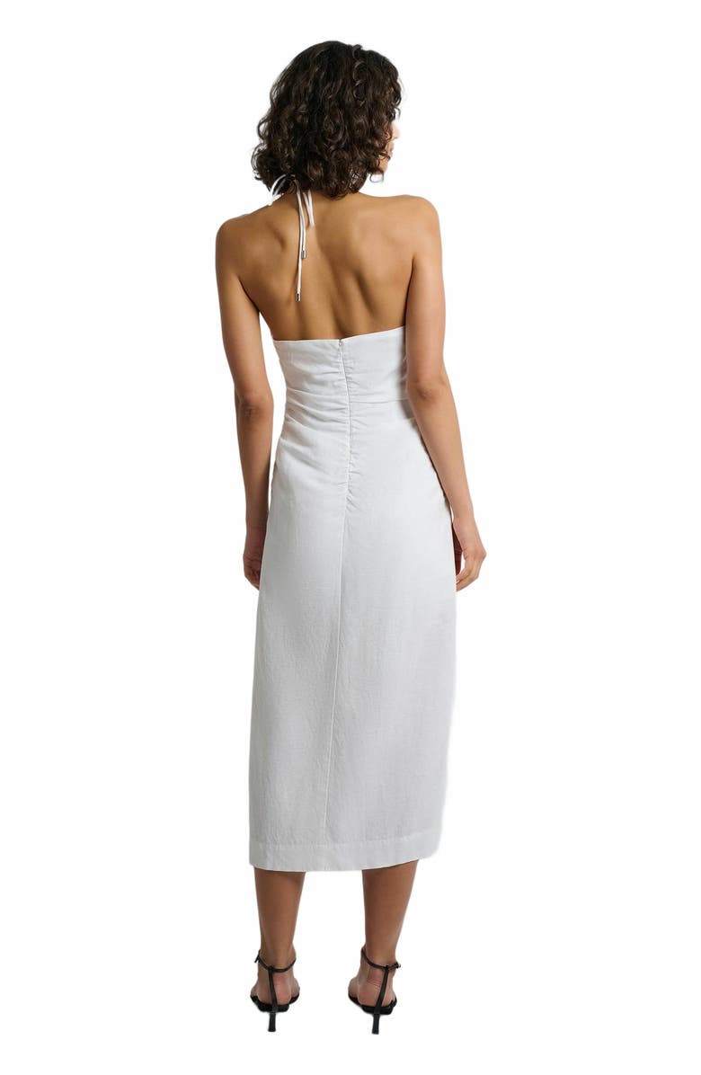 Onia Air Linen Ruched Halter Dress, Alternate, color, White