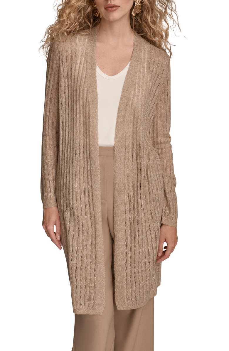 Donna Karan New York Pointelle Cardigan, Main, color, Heather Nolita