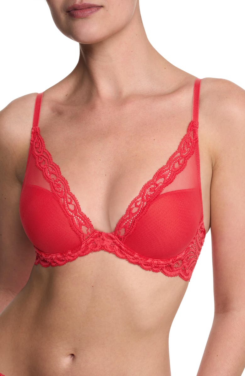 Natori Feathers Plunge T-Shirt Bra, Alternate, color, Bonfire