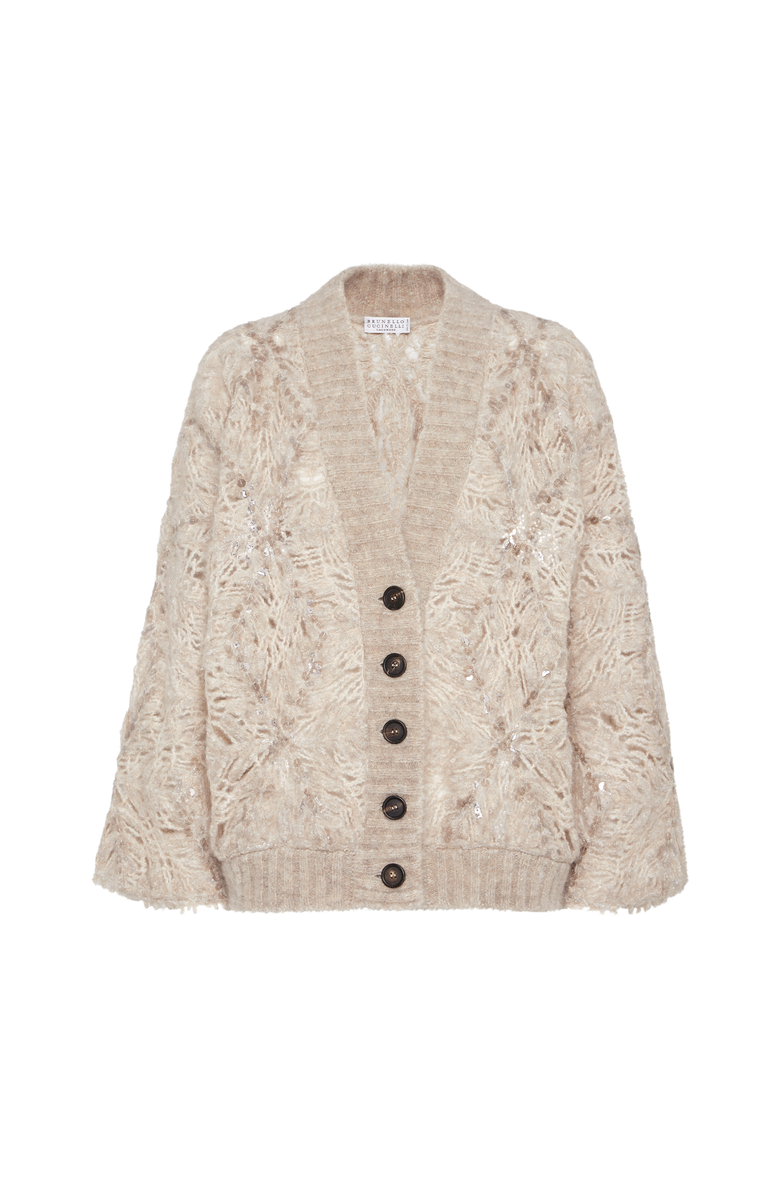 Brunello Cucinelli Frosty embroidery cardigan, Main, color, Warm Beige