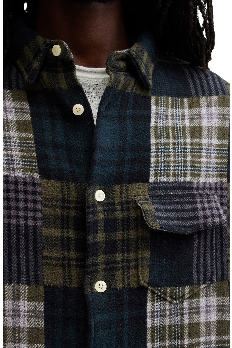 Hopton Plaid Cotton Button-Up Shirt Jacket, Alternate, color, KHAKI GREEN