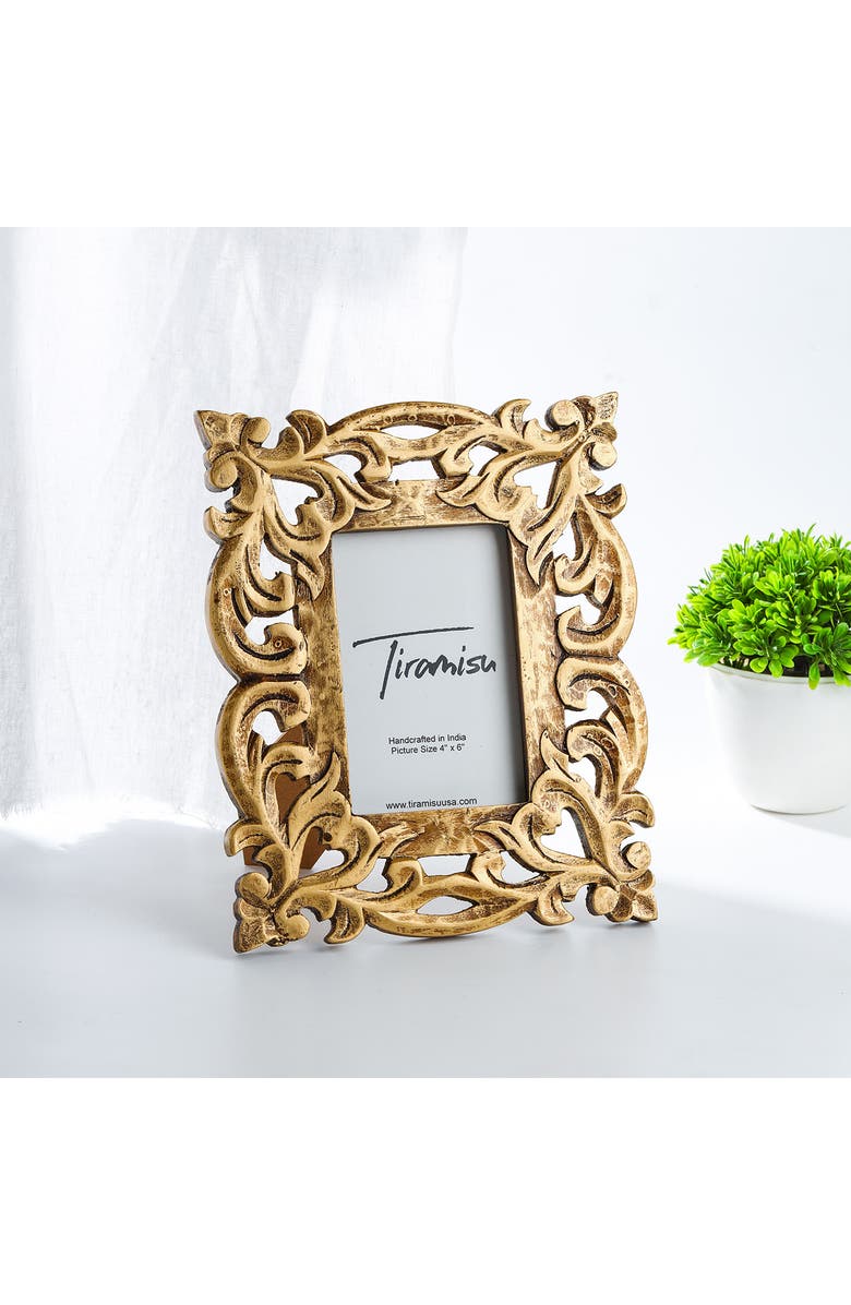 Tiramisu Antique Artistry Wood Carved Picture Frame, Alternate, color, Gold/ Antique