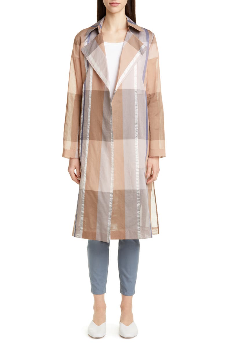 Lafayette 148 New York Evangelina Pavilion Plaid Trench Coat, Main, color,
