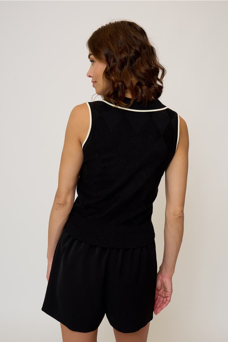 Women's Olive Diamond Stitch Vest, Alternate, color, Black