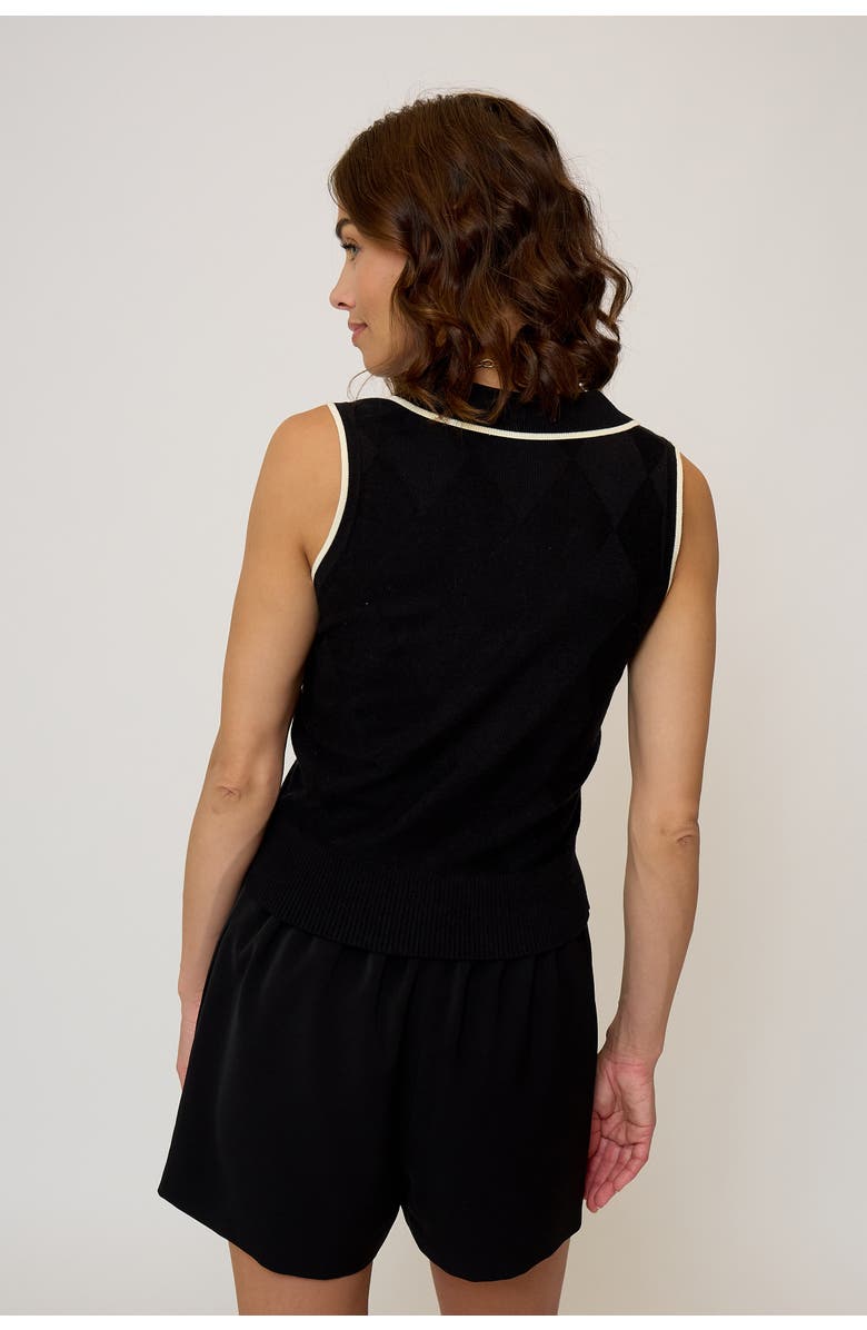 Central Park West Women's Olive Diamond Stitch Vest, Alternate, color, Black