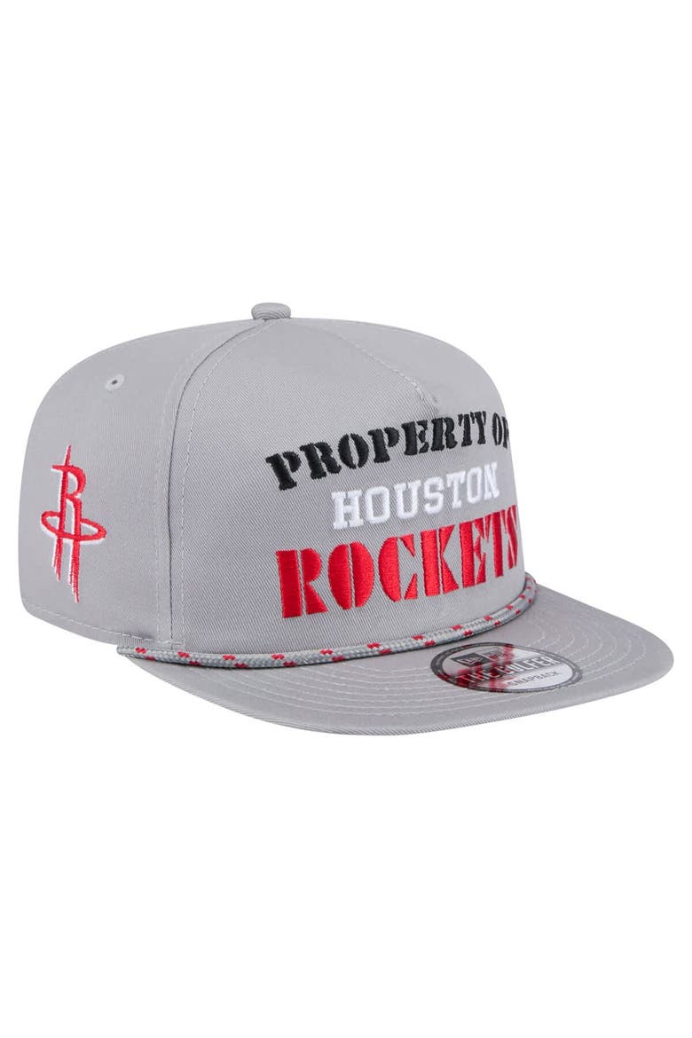 Men's New Era Gray Houston Rockets Throwback Property Of Golfer Snapback Hat, Main, color, Gray