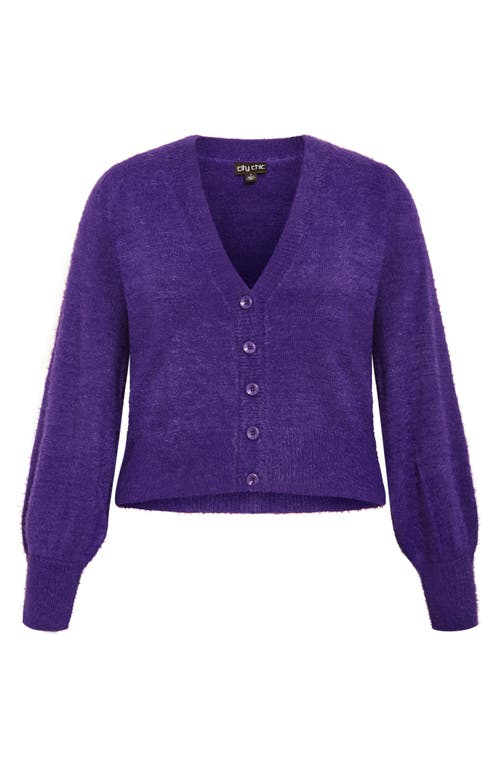 City Chic Marnie Cardigan In Purple