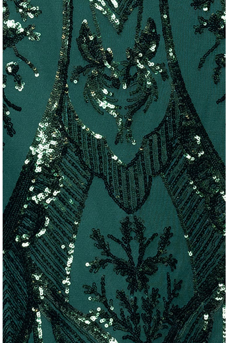 Sequin V-Neck Dress, Alternate, color, EMERALD