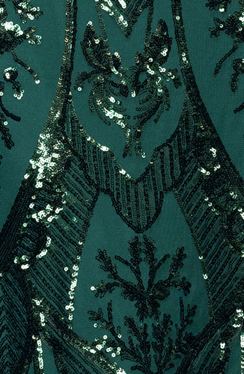 Betsy & Adam Sequin V-Neck Dress, Alternate, color, Emerald