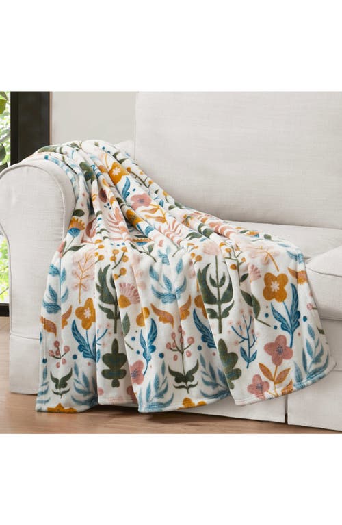 Jessica Simpson Plush Fleece Throw Blanket In White Multi