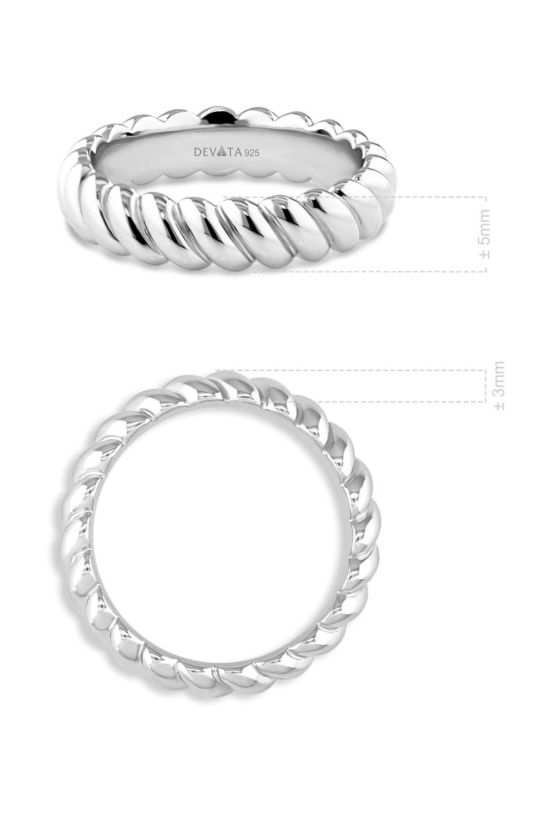 Rope Band Ring in Rhodium Plated Sterling Silver, Alternate, color, Silver