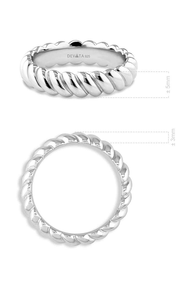 DEVATA Rope Band Ring in Rhodium Plated Sterling Silver, Alternate, color, Silver