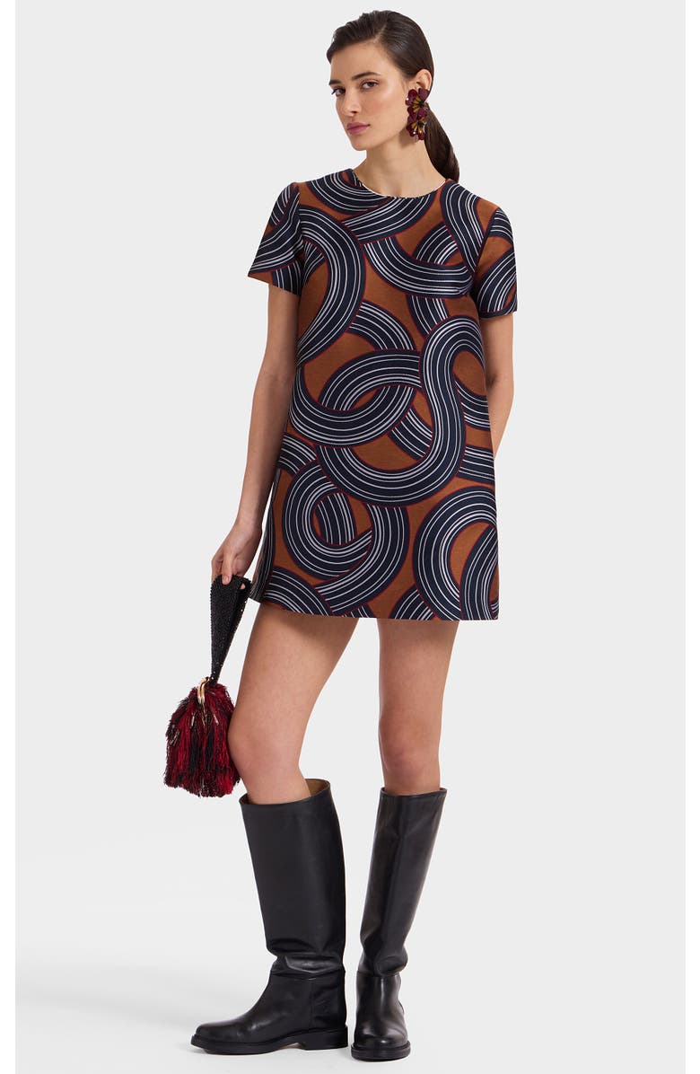 La DoubleJ Mini Swing Dress Montecarlo Jacquard Blue, Main, color, 