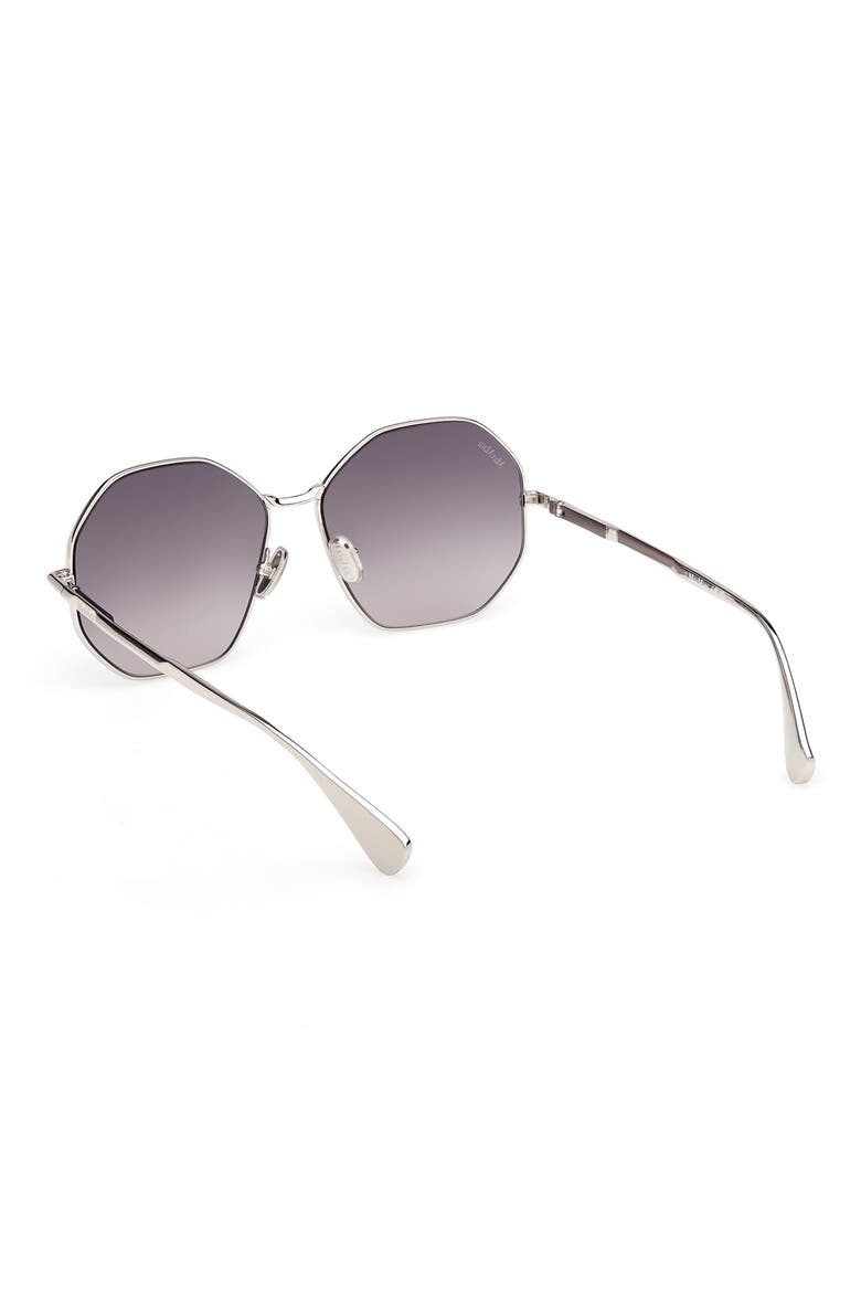 57mm Geometric Sunglasses, Alternate, color, RUTHENIUM / GRADIENT SMOKE