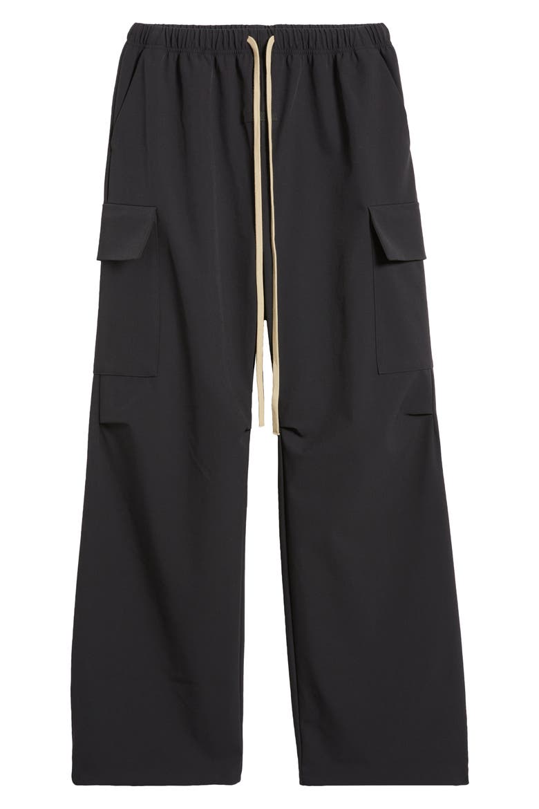 Bonded Nylon Blend Cargo Drawstring Field Pants, Alternate, color, BLACK