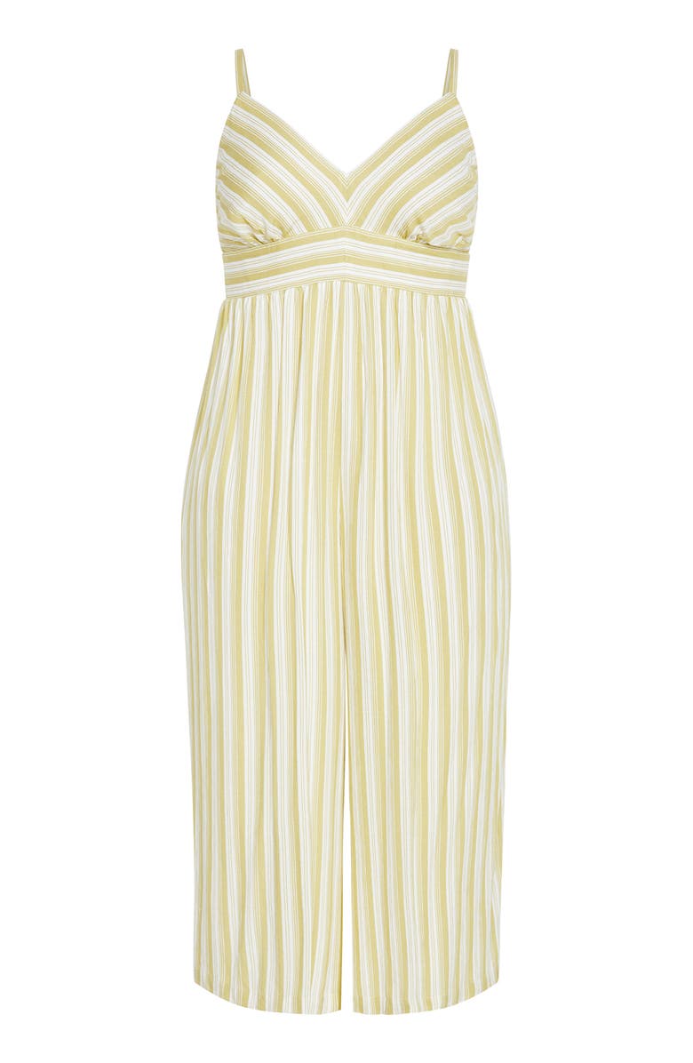 City Chic Lara Stripe Jumpsuit, Alternate, color, Khaki Stripe