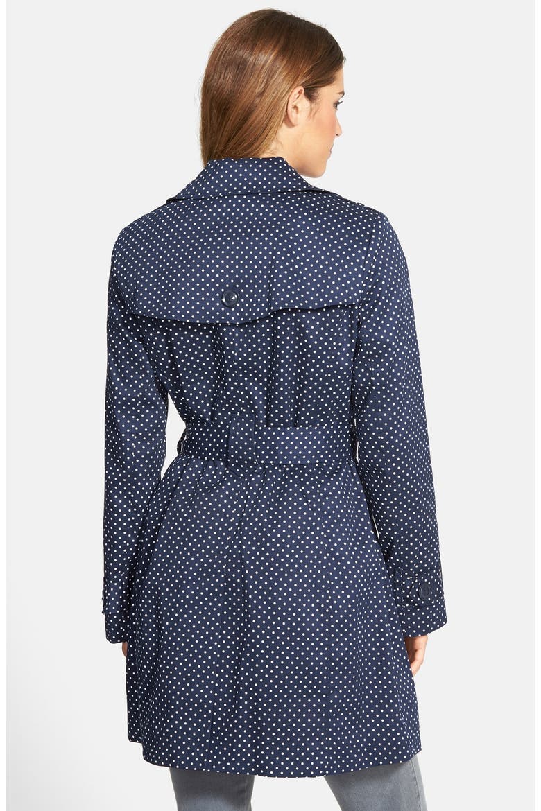 Polka Dot Single Breasted Trench Coat, Alternate, color, NAVY DOT
