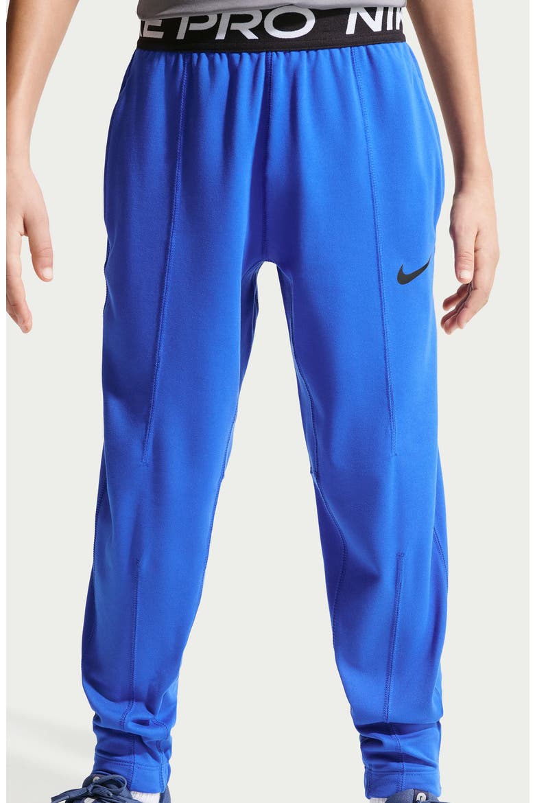 Kids' Nike Pro Dri-FIT Fleece Pants, Alternate, color, GAME ROYAL/ WHITE/ BLACK