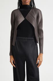Issey Miyake Monthly Colors June Pleated Open Front Cardigan