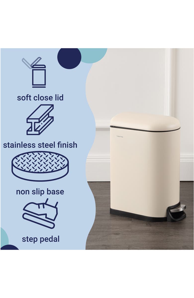 HAPPIMESS Roland Mini 2.6-Gallon Step-Open Trash Can, Alternate, color, Limestone Beige