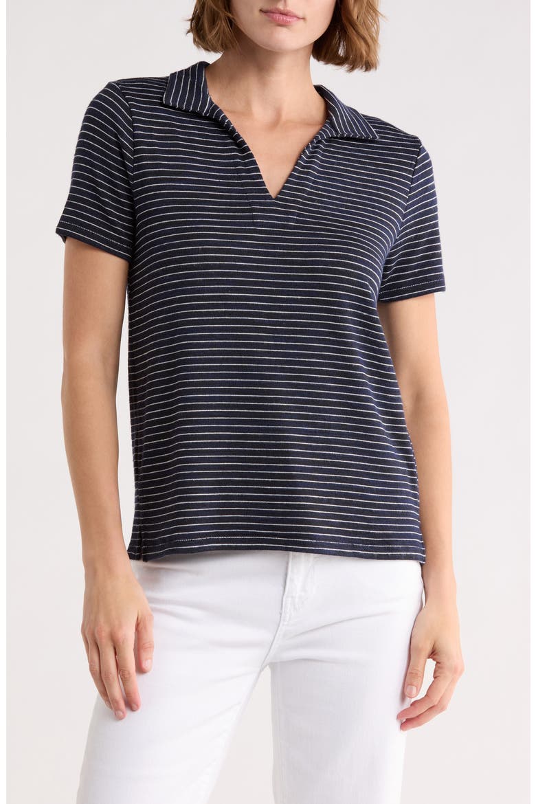 Pinstripe Short Sleeve Top, Main, color, NAVY/ WHITE