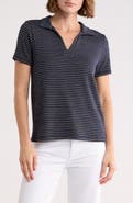 T Tahari Pinstripe Short Sleeve Top