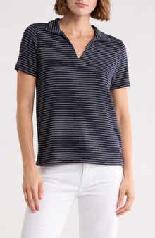 T Tahari Pinstripe Short Sleeve Top