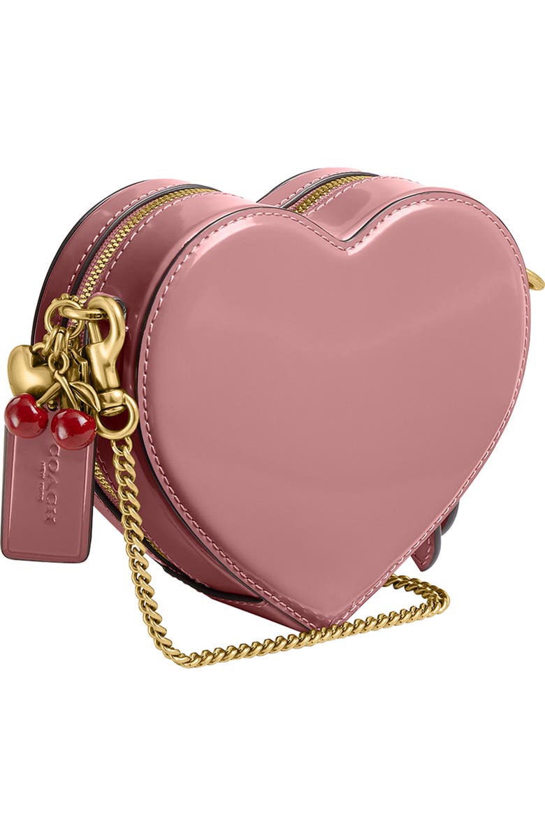 COACH Spazzolato Leather Heart Crossbody Bag, Alternate, color, B4/ Peony