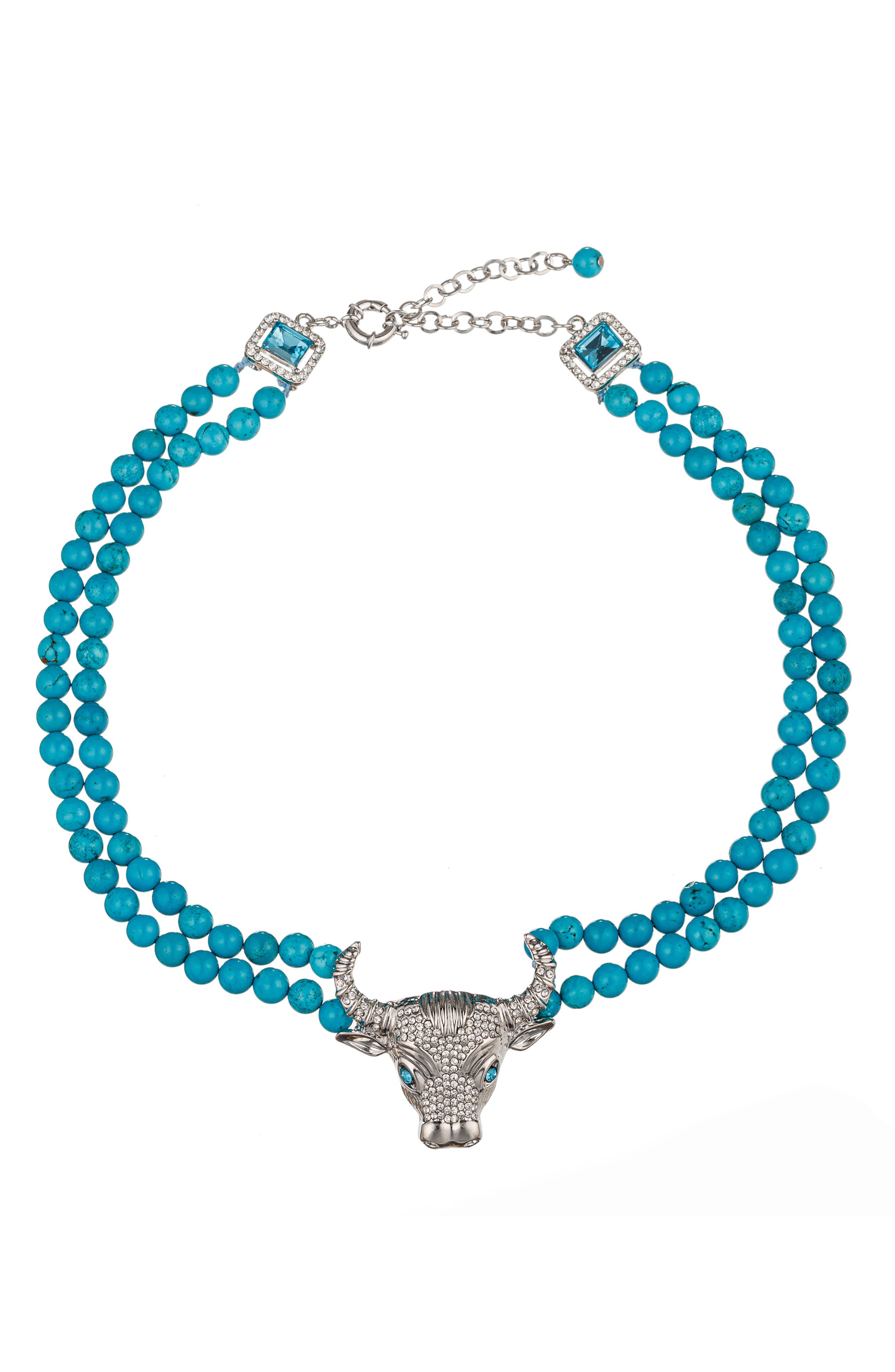 EYE CANDY LOS ANGELES Tara Bull's Head Agate Beaded Necklace