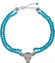 EYE CANDY LOS ANGELES Tara Bull's Head Agate Beaded Necklace